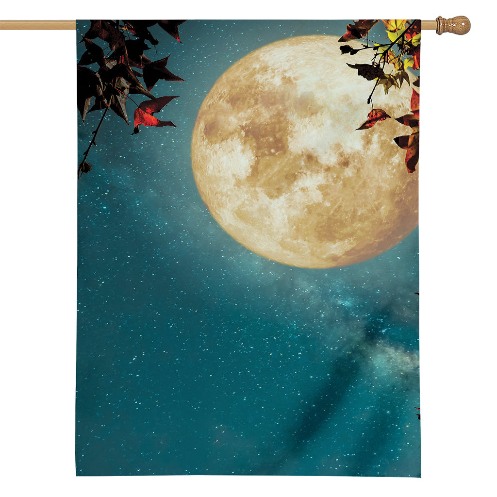 Autumn Full Moon Print House Flag