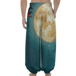 Autumn Full Moon Print Lantern Pants