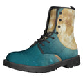 Autumn Full Moon Print Lace-Up Boots