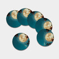 Autumn Full Moon Print Leather Coaster Set