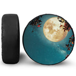 Autumn Full Moon Print Leather Spare Tire Cover