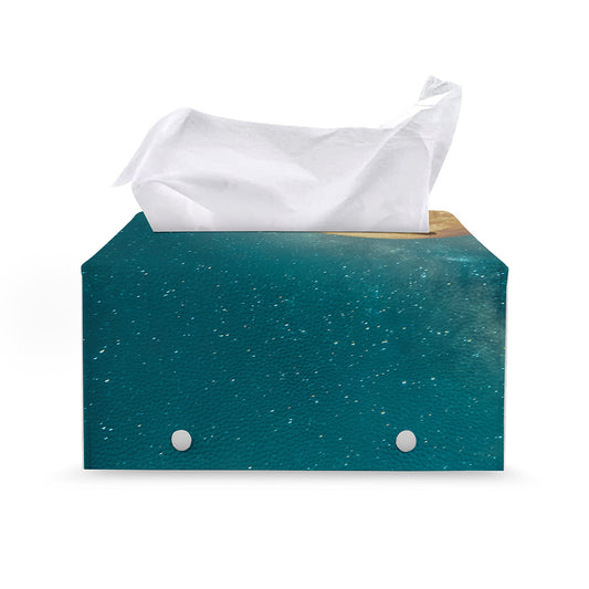 Autumn Full Moon Print Leather Tissue Box Cover