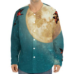 Autumn Full Moon Print Long Sleeve Baseball Jersey