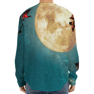 Autumn Full Moon Print Long Sleeve Baseball Jersey