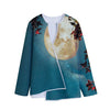 Autumn Full Moon Print Long Sleeve Short Coat