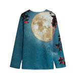 Autumn Full Moon Print Long Sleeve Short Coat