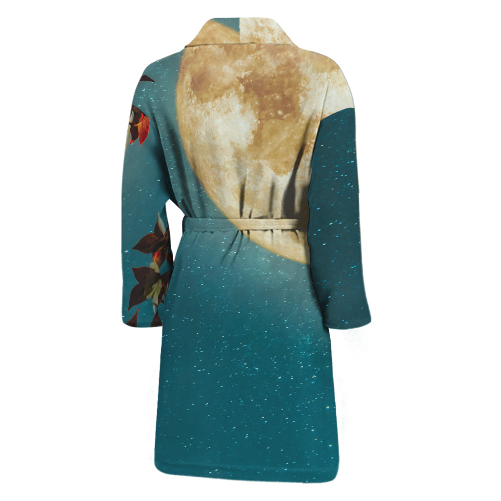 Autumn Full Moon Print Men's Bathrobe