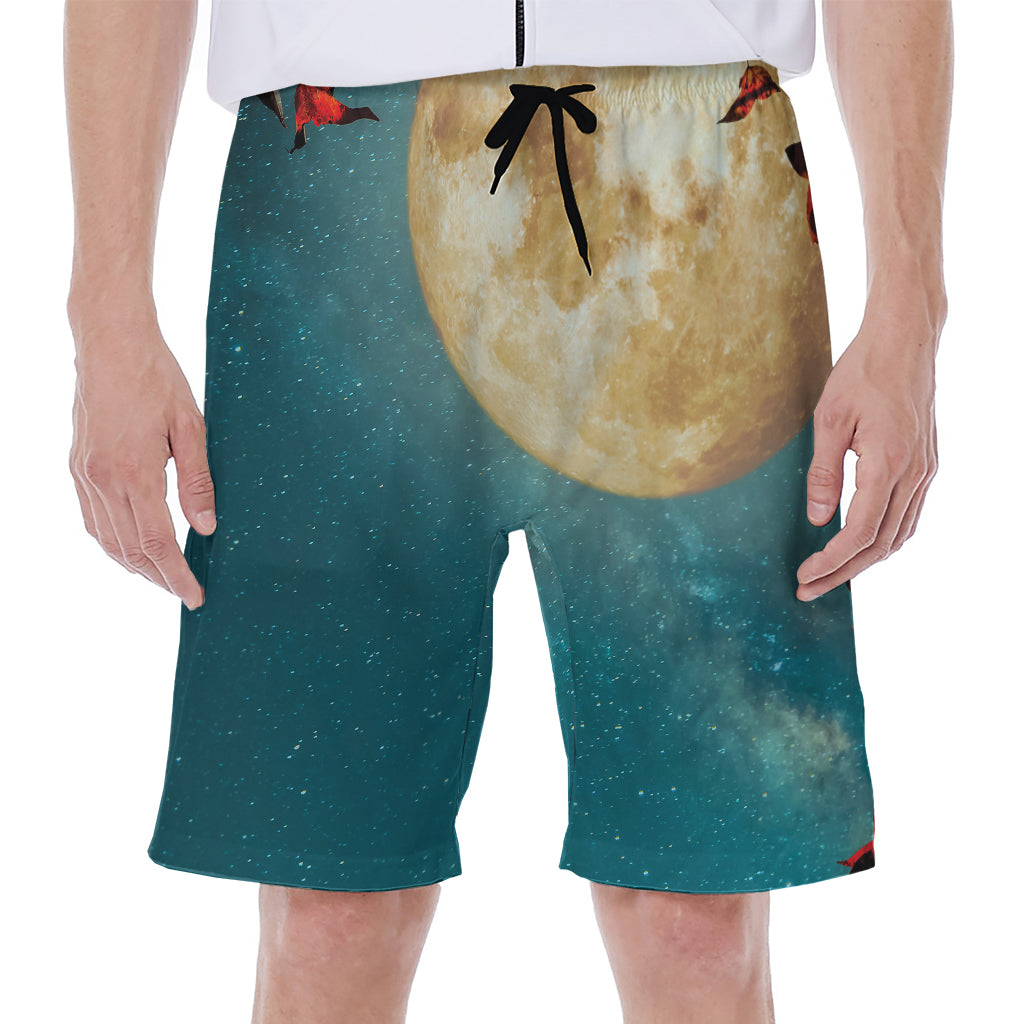 Autumn Full Moon Print Men's Beach Shorts