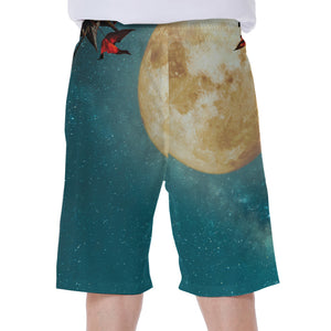 Autumn Full Moon Print Men's Beach Shorts