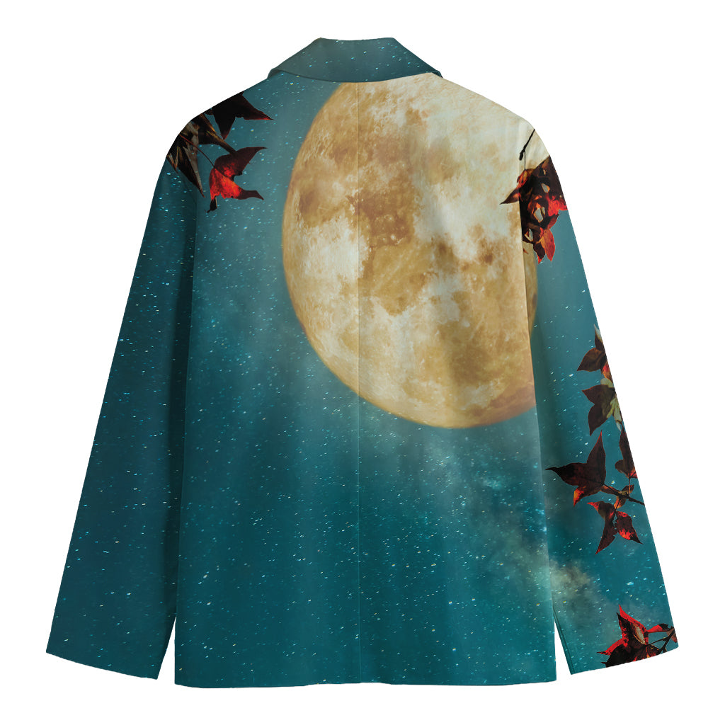 Autumn Full Moon Print Men's Blazer