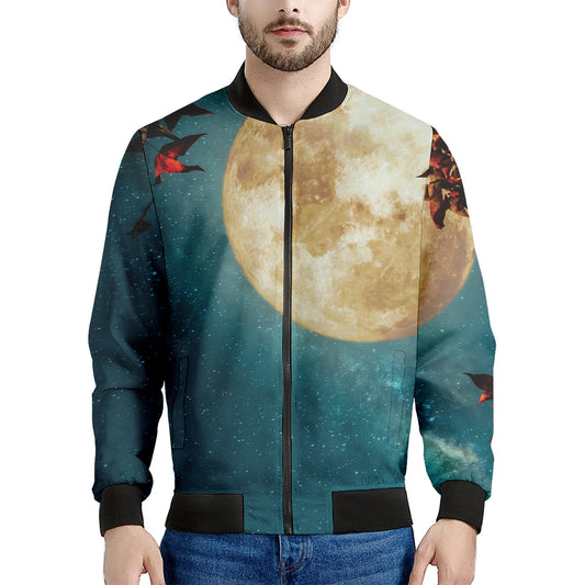 Autumn Full Moon Print Men's Bomber Jacket