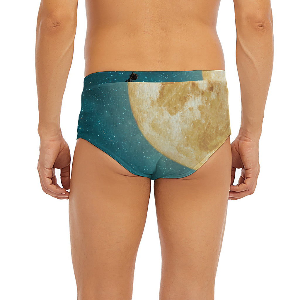 Autumn Full Moon Print Men's Briefs