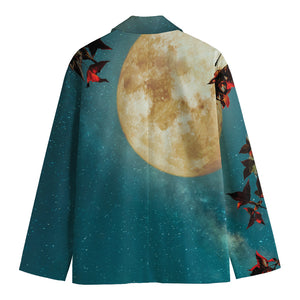 Autumn Full Moon Print Men's Cotton Blazer