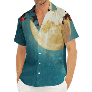 Autumn Full Moon Print Men's Deep V-Neck Shirt