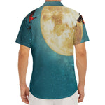 Autumn Full Moon Print Men's Deep V-Neck Shirt