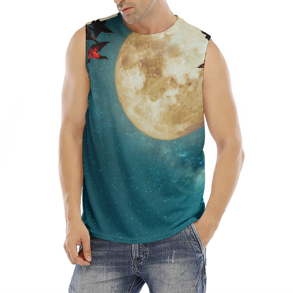 Autumn Full Moon Print Men's Fitness Tank Top