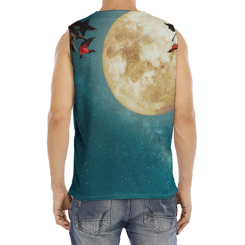 Autumn Full Moon Print Men's Fitness Tank Top