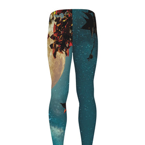 Autumn Full Moon Print Men's leggings