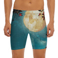 Autumn Full Moon Print Men's Long Boxer Briefs