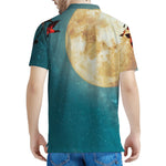 Autumn Full Moon Print Men's Polo Shirt