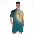 Autumn Full Moon Print Men's Romper