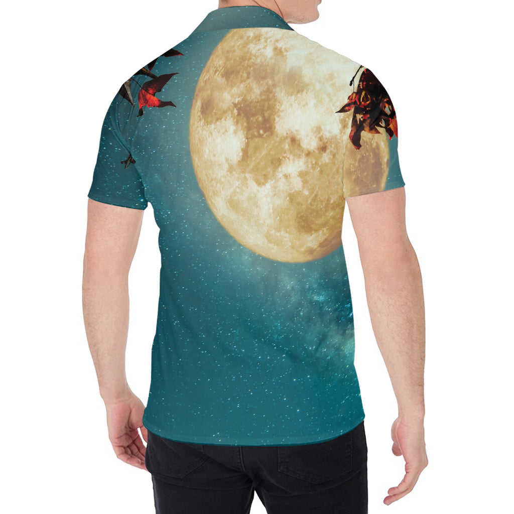 Autumn Full Moon Print Men's Shirt