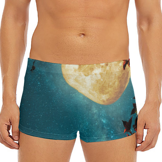 Autumn Full Moon Print Men's Short Boxer Briefs