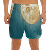 Autumn Full Moon Print Men's Split Running Shorts