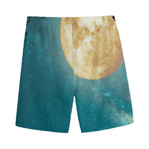 Autumn Full Moon Print Men's Sports Shorts