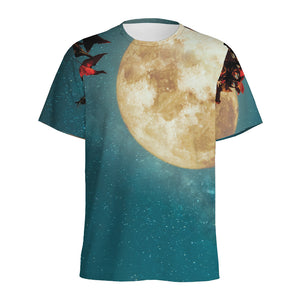 Autumn Full Moon Print Men's Sports T-Shirt