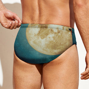 Autumn Full Moon Print Men's Swim Briefs