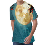 Autumn Full Moon Print Men's Velvet T-Shirt