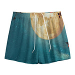 Autumn Full Moon Print Mesh Shorts