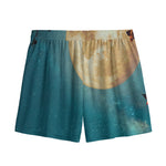 Autumn Full Moon Print Mesh Shorts