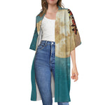 Autumn Full Moon Print Open Front Beach Cover Up