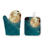 Autumn Full Moon Print Oven Mitt And Pot Holder Set