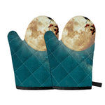 Autumn Full Moon Print Oven Mitts