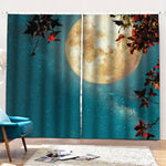 Autumn Full Moon Print Pencil Pleat Curtains