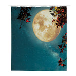 Autumn Full Moon Print Polyester Shower Curtain