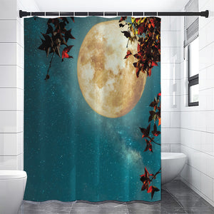 Autumn Full Moon Print Premium Shower Curtain