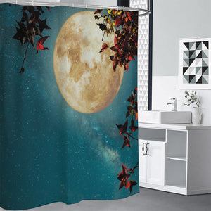 Autumn Full Moon Print Premium Shower Curtain