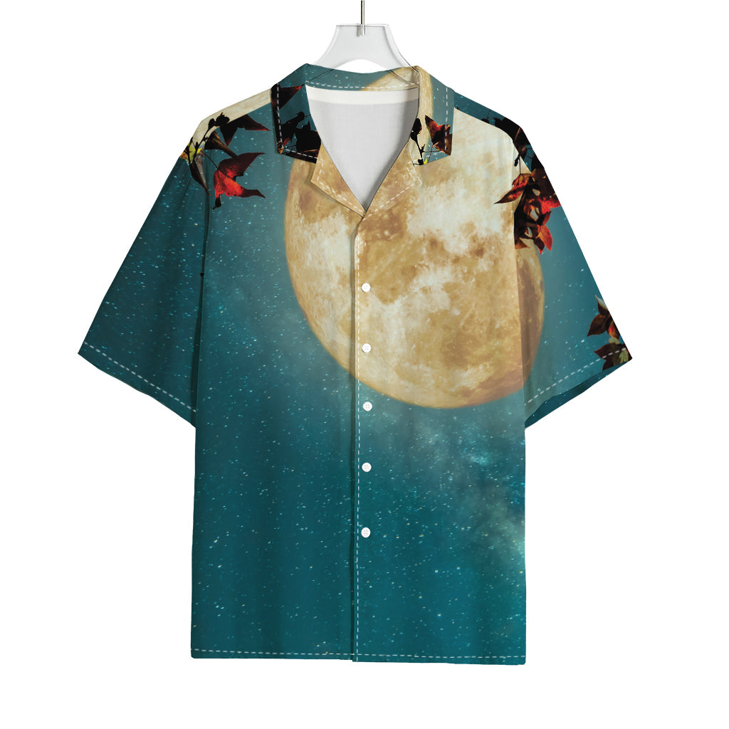 Autumn Full Moon Print Rayon Hawaiian Shirt