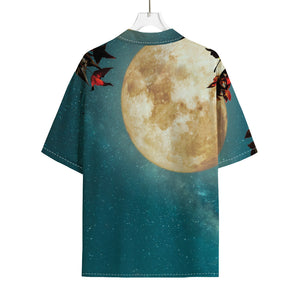 Autumn Full Moon Print Rayon Hawaiian Shirt