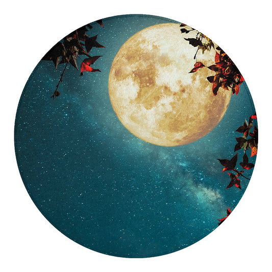 Autumn Full Moon Print Round Blanket