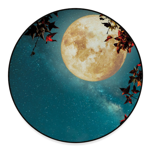 Autumn Full Moon Print Round Floor Mat
