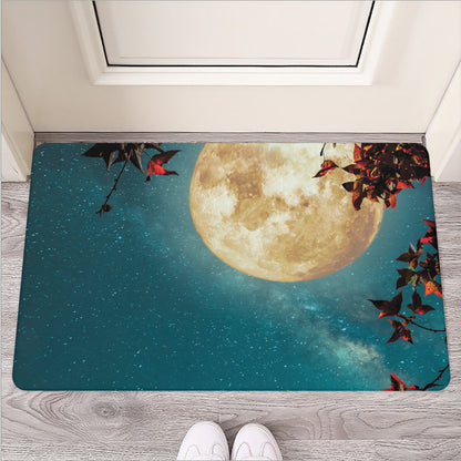 Autumn Full Moon Print Rubber Doormat
