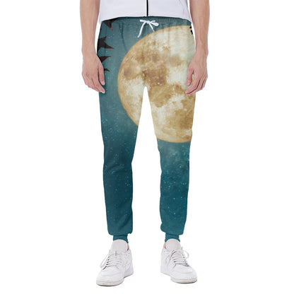 Autumn Full Moon Print Scuba Joggers