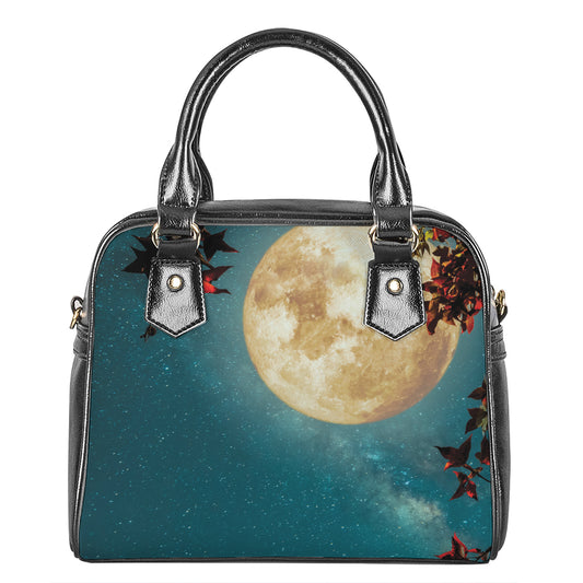 Autumn Full Moon Print Shoulder Handbag