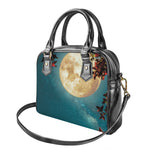 Autumn Full Moon Print Shoulder Handbag