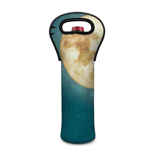 Autumn Full Moon Print Single Neoprene Wine Tote